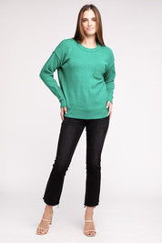 Zenana Hi-Low Hem Round Neck Sweater Sweaters