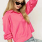 Umgee Exposed Seam Long Sleeve Polo Top with Side Slit BUBBLEGUM Tops