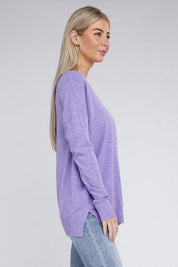 Garment Dyed Front Seam Zenana Sweater Tops