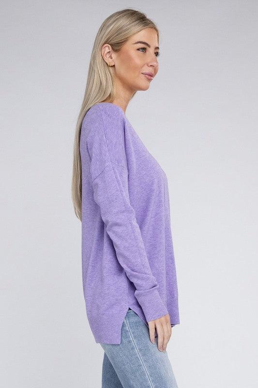 Garment Dyed Front Seam Zenana Sweater Tops