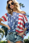 BiBi American Flag Theme Short Sleeve T-Shirt S - DAVERRI FASHIONS