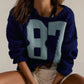 Number 87 Oversized Cable Knit Sweater - DAVERRI FASHIONS