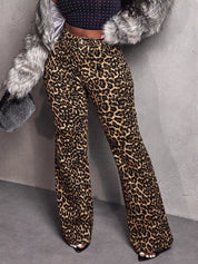 Leopard Wide Leg Pants | Pants Daverri Fashions