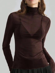 Turtleneck Long Sleeve Top | Tops Daverri Fashions