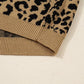 Ribbed Trim Round Neck Leopard Drop Shoulder Sweater - DAVERRI FASHIONS