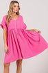 SAGE + FIG Button Up Short Sleeve Dress Pink S Mini Dresses