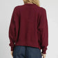 Umgee Chunky Cable Knit V-Neck Button-Up Cardigan Burgundy - DAVERRI FASHIONS