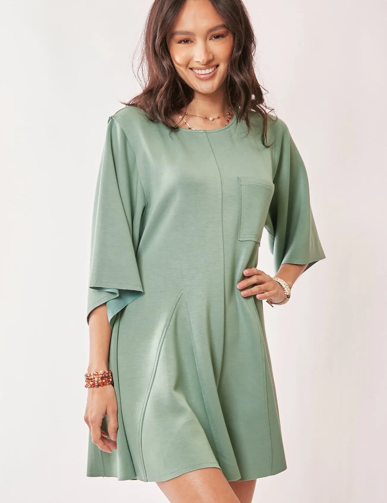 SEAFOAM GREEN Davi & Dani Solid Draped Sleeve Ties Back Skort Romper | Rompers Daverri Fashions