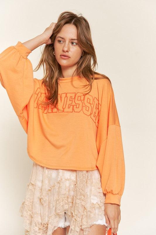 TERRY BATWING SLEEVE TOP ORANGE Shirts & Tops