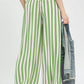 Green and white vertically striped Umgee wide-leg pants