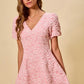 SO ME floral jacquard fit and flare mini dress in soft pink lace
