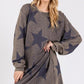SAGE + FIG Washed Star Print Round Neck Dress - DAVERRI FASHIONS