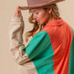 BiBi Colorblock Exposed Seam French Terry Sweatshirt - DAVERRI FASHIONS