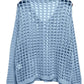 Light blue Crochet Long Sleeve Knit Cover Up open-knit sweater back view