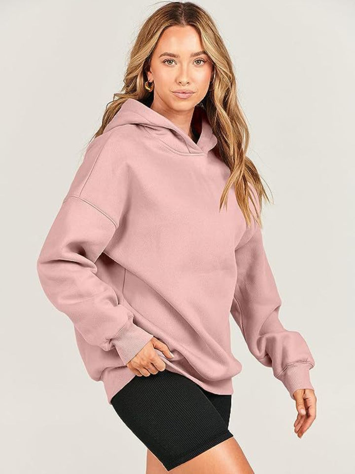 Dropped Shoulder Long Sleeve Hoodie Tops