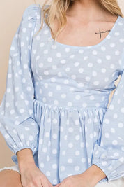 Lime 'N' Chili Polka Dot Print Balloon Sleeve Babydoll Peplum Top | Tops Daverri Fashions