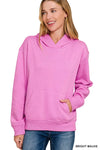 Zenana Fleece Kangaroo Pocket Hoodie in bright mauve