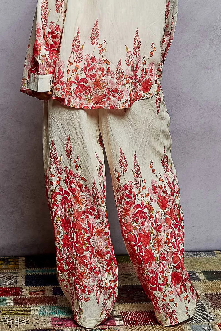 POL Floral Printed Woven Wide Leg Drawstring Pants | Pants Daverri Fashions
