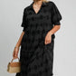 Umgee Full Size Swiss Dot Jacquard Tiered Midi Dress Plus Size Mid Dresses
