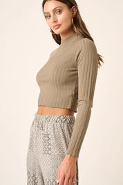 Mittoshop Mock Neck Long Sleeve Crop Knit Top | Tops Daverri Fashions