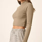 Mittoshop Mock Neck Long Sleeve Crop Knit Top - DAVERRI FASHIONS