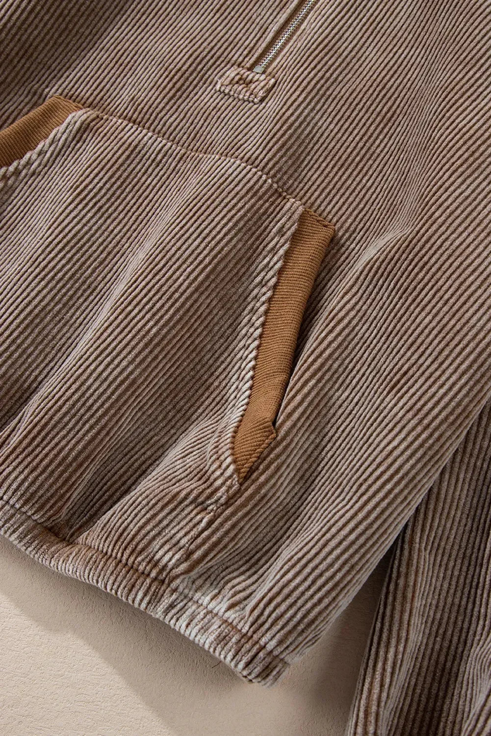 Drawstring Half Zip Long Sleeve Hoodie - DAVERRI FASHIONS