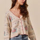 SO ME Floral Pattern Long Sleeve Button Sweater Cardigan - DAVERRI FASHIONS