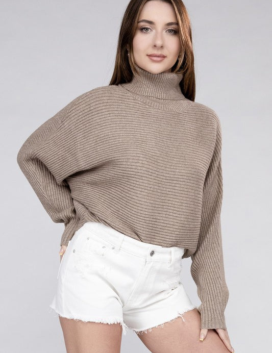 Viscose Dolman Sleeve Turtleneck Sweater H COCOA Tops