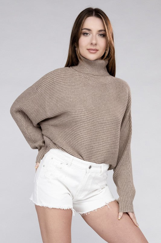 Viscose Dolman Sleeve Turtleneck Sweater H COCOA Tops