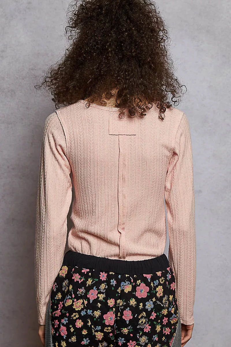 POL Square Neck Cropped Knit Top with Curved Hem | Daverri Fashions