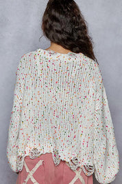 POL Round Neck Fringed Hem Sweater | Sweaters Daverri Fashions