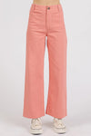 Coral Mittoshop twill high-rise wide-leg pants with pockets and cuffs