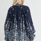 Umgee Full Size Floral Vine Print Blouse with Balloon Sleeves Plus Size