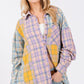 SAGE + FIG Button Up Raw Hem Plaid Flannel Shirt Lavender M Shirts