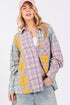 SAGE + FIG Button Up Raw Hem Plaid Flannel Shirt Lavender M Shirts