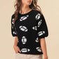BiBi Football Pattern Short Sleeve Sweater - DAVERRI FASHIONS