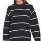 Zenana Round Neck Stripe Sweater BLACK IVORY Sweaters