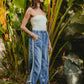 BiBi Striped Tape Details With Bot Tied Point Elastic Waist Jeans Jeans