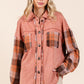 Mittoshop Button Down Contrast Plaid Patchwork Shacket