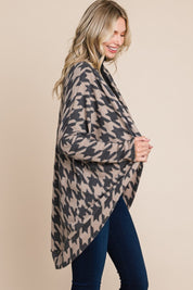 BOMBOM Houndstooth Open Front Cocoon Knit Cardigan | Cardigans Daverri Fashions