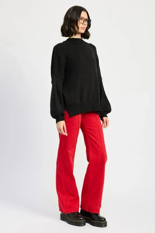 OVER FITTED LONG SLEEVE SWEATER TOP - DAVERRI FASHIONS