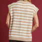 Umgee Cable Knit Collared Striped Vest Sweater - DAVERRI FASHIONS