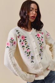 SO ME Floral Embroidered Coquette Sweater Cardigan | Cardigans Daverri Fashions