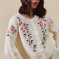 SO ME Floral Embroidered Coquette Sweater Cardigan - DAVERRI FASHIONS