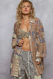 POL Printed Button Down Balloon Sleeve Shirt | Shirts Daverri Fashions