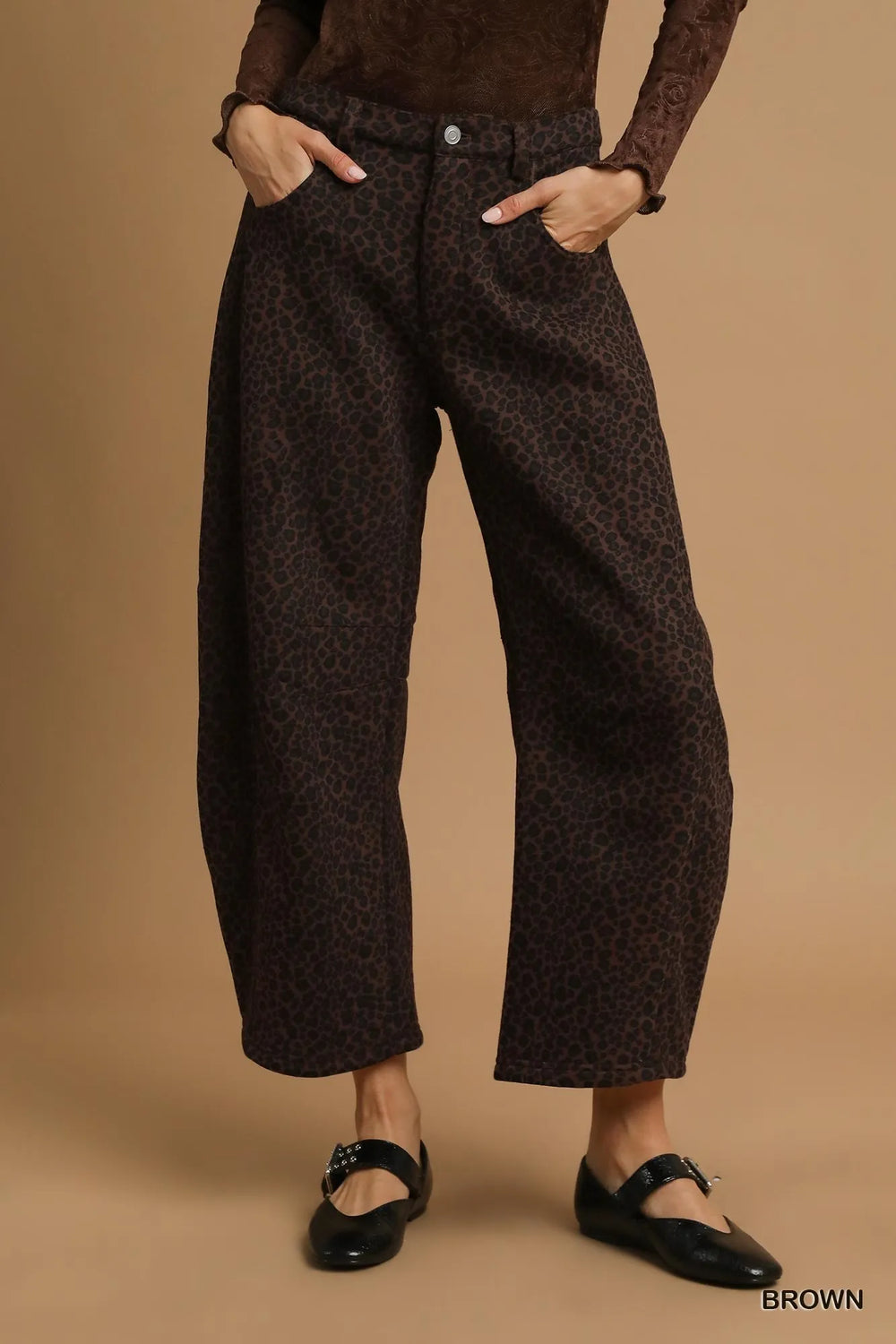 Umgee Leopard Print Wide Leg Pants Pants