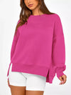 Daverri Fashions Casual Loose Side Slit Sweatshirt - DAVERRI FASHIONS