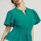 Umgee Scalloped Edge Flutter Sleeve Blouse - DAVERRI FASHIONS
