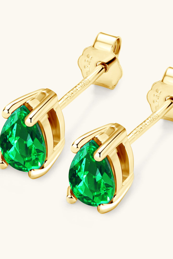 Lab-Grown Emerald Stud Earrings | Earrings Daverri Fashions