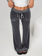 Daverri Fashions Velvet Flare Leg Pants - DAVERRI FASHIONS